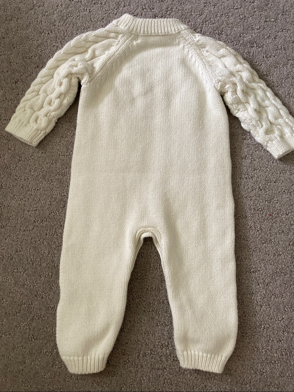 Hope & Henry white cable-knit romper, 3-6M. - Picture 2 of 5